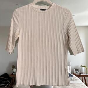 Zara Cream Ribbed Top